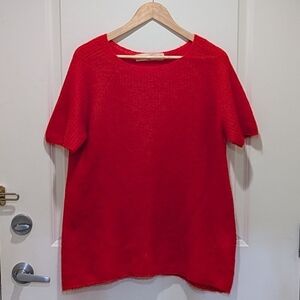 EUC Zara Knit M Bright Red Mohair Wool Blend Knit Tee
